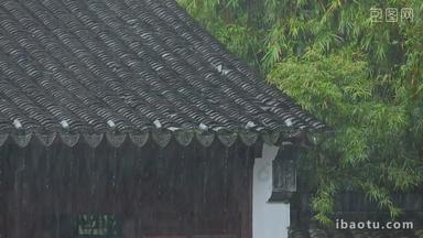 雨天下雨古建筑屋檐雨滴古风意境